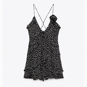 S Zara dotted flower dress NWT